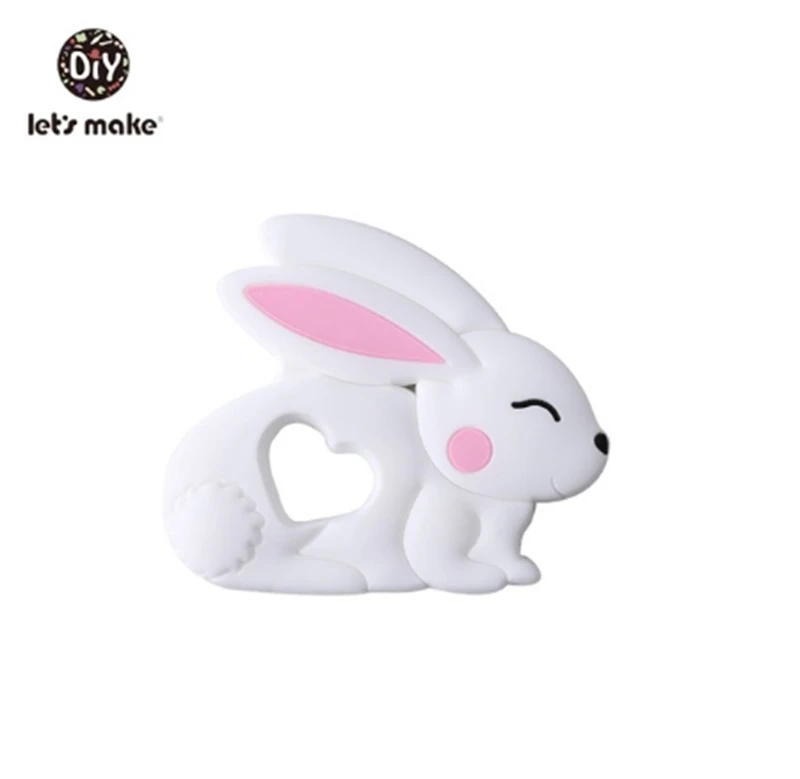 White Rabbit Силиконовые Прорезыватели с мультяшными животными BPA бесплатно 1 шт. пищевой силиконовый Прорезыватель для зубов DIY игрушки для зубов крошечный стержень Детские трофеи - Цвет: White Rabbit