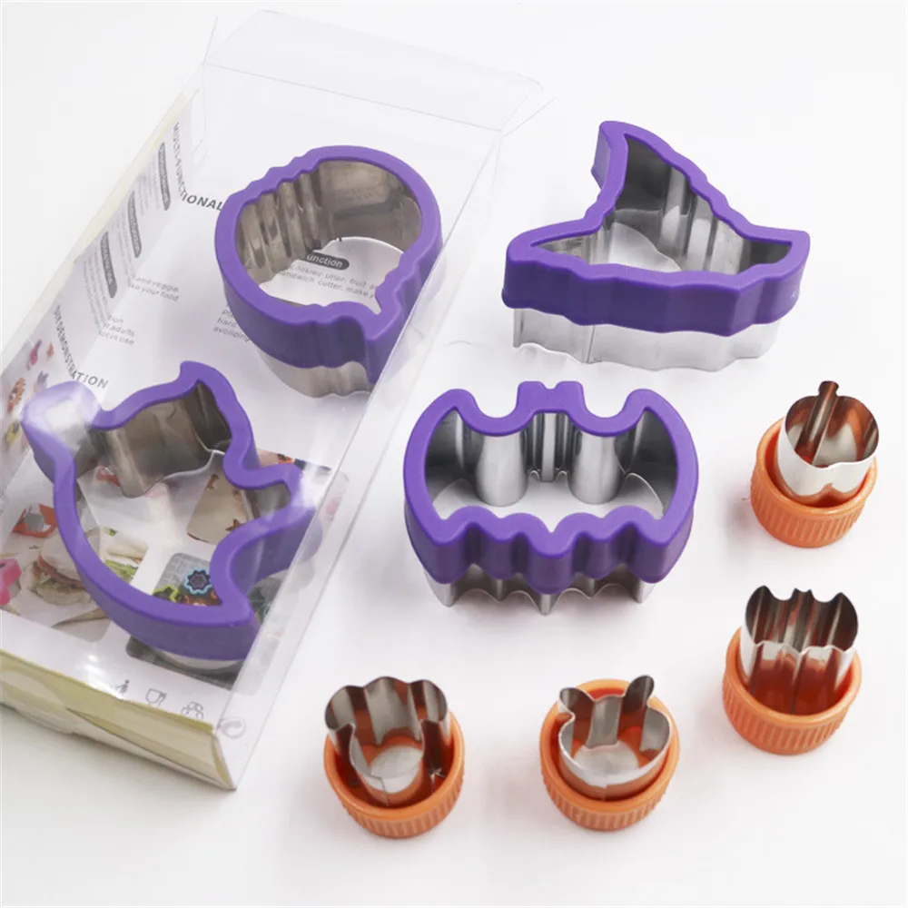 

2019 Baking Cookie Cutter Set for Halloween Pumpkin Ghost Theme Plunger Fondant Chocolate Cake Mold Kitchen Tools DA