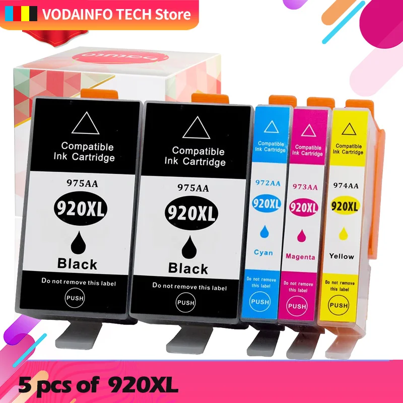 

5PCS For HP 920 compatible ink cartridge for HP 920XL For HP920 Officejet 6000 6500 6500A 7000 7500 7500A printer with chip