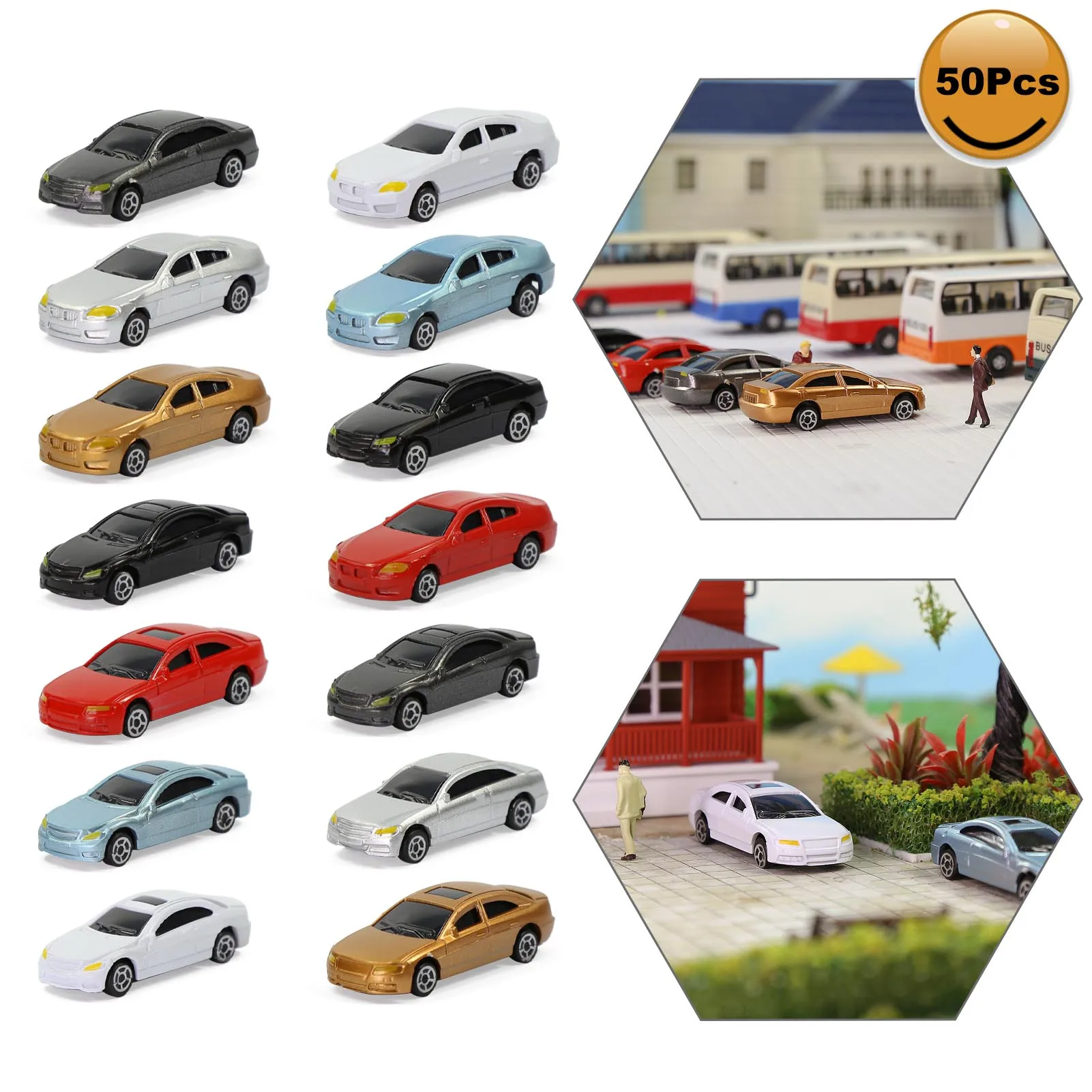 20Pcs HO Scale Model Mini Vehicle Car Toy 1:87 Train Architecture Landscape 
