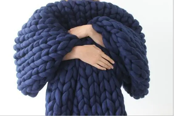 Dark Blue 1000 г/мяч толстые пряжи мягкая мериносовая шерстяная пряжа DIY громоздкие руки ровинг вязаное одеяло ручной вязки прядения крючком шляпа шарф - Цвет: Dark Blue
