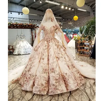 

BGW 2249ht Color Flowers Evening Dresses With Golden Off Shoulder Sweetheart Women Occasion Evening Party Dresses With Long Veil