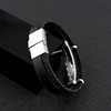 Leather Bracelet Blank For Engrave Stainless Steel Plate To Engrave Layer Leather Bracelet Bangles For Men Wholesale 10pcs 4