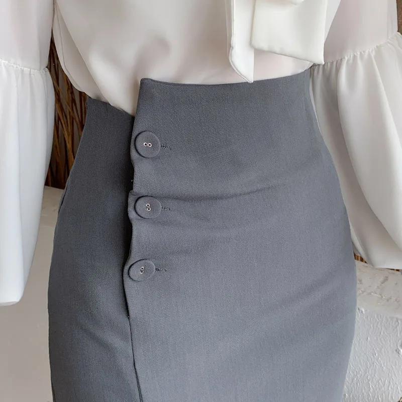 Осенне-зимняя модная облегающая длинная пикантная винтажная желтая обтягивающая юбка с высокой талией и разрезом, Юбки До Колена Для Женщин