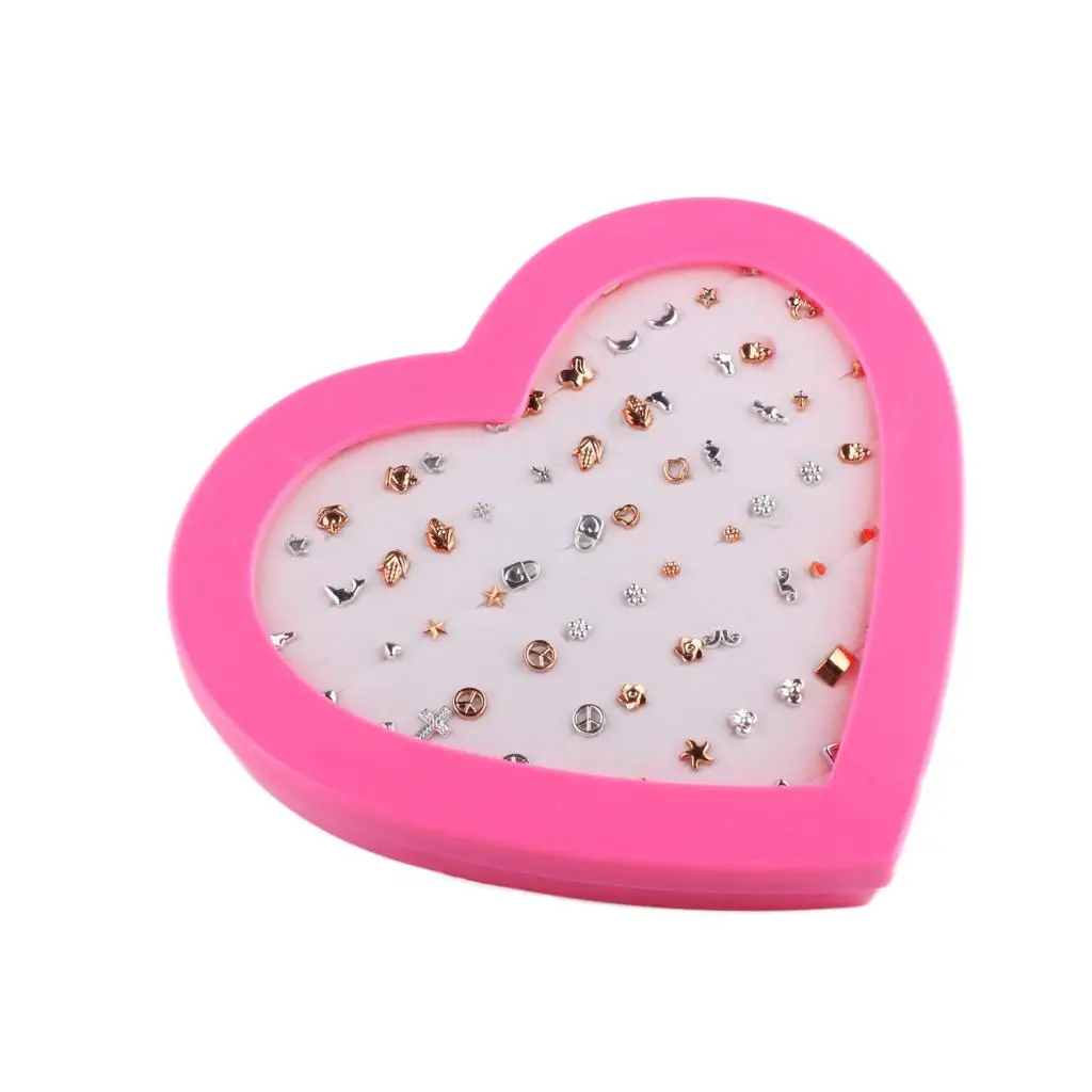 36 Pairs per Box Assorted Styles Stud Earrings silver color Gold Plant ,Animal, Planes,Hearts,Stars Bulk for Women Girl 