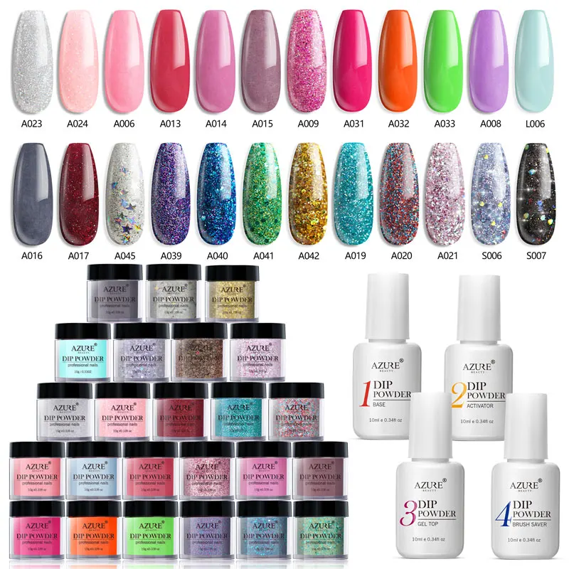 AZURE BEAUTY 20 шт./лот Набор цветных блестящих порошков для ногтей профессиональные