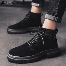 Новое поступление; мужская повседневная обувь; Зимние Модные ботильоны; мужские замшевые ботинки из искусственной кожи; мужская верхняя одежда; однотонные Ботинки martin; Hombre размера плюс