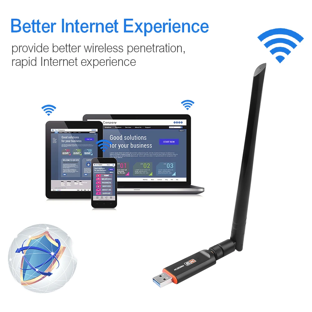 1200Mbps Dual Band 802.11ac USB 3.0 RTL8812BU Wireless-AC 1200 Wlan USB Wifi Lan Dongle Adapter with Antenna For Laptop Desktop lan adapter for mobile