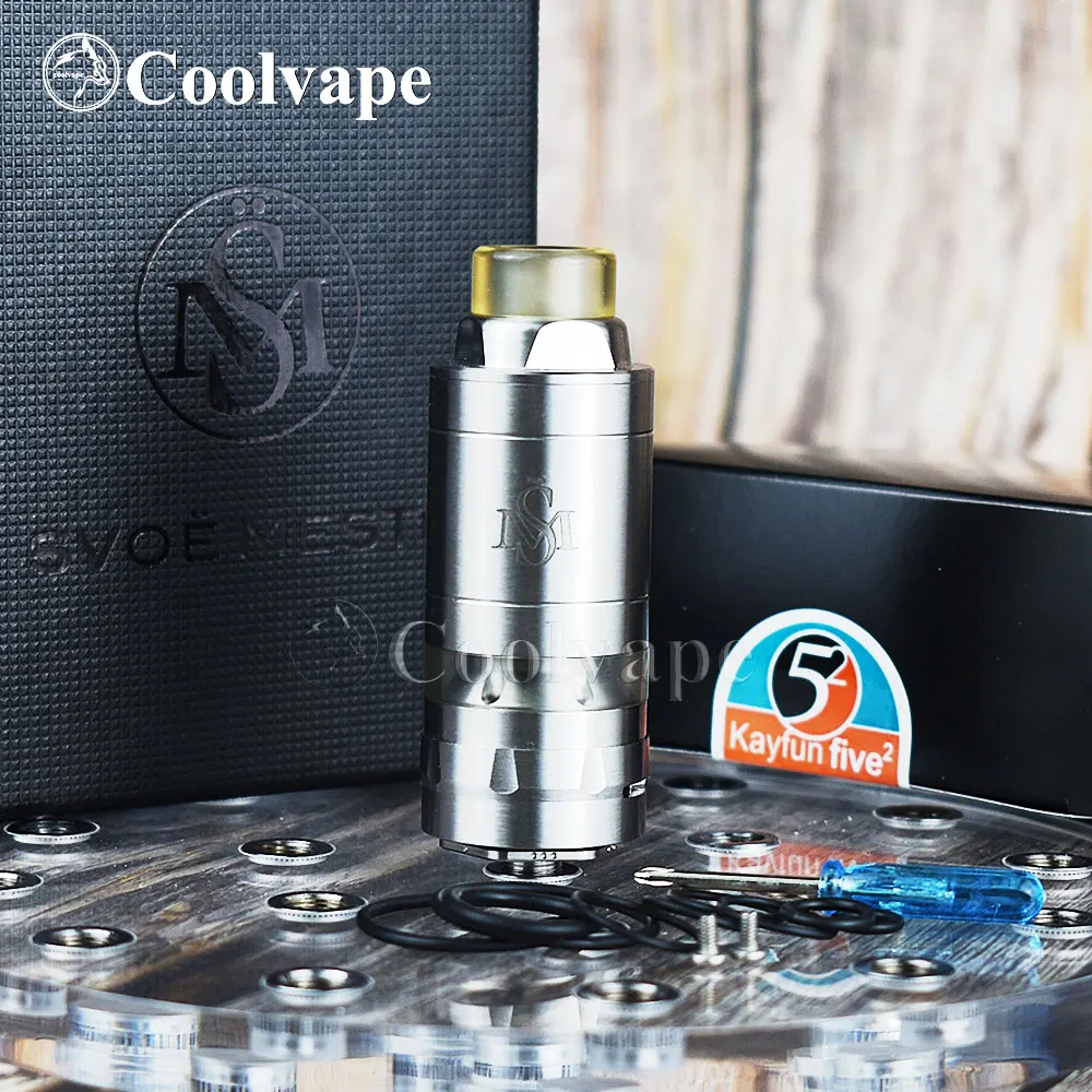 Coolvape Kayfun 5 м² SE rta v5 316ss 25 мм 7 мл контроль воздушного потока перестраиваемый