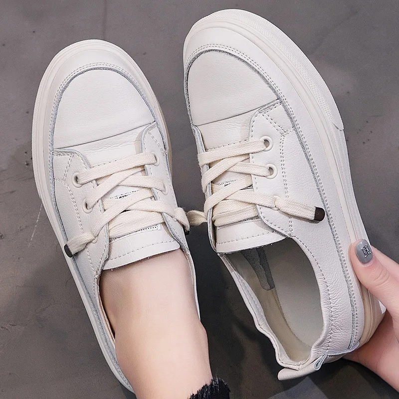 

White Shoes Women's 2019 Spring New Style Fashion Versatile Online Celebrity Flat Shoes Students Casual Spring Shoe Women's Genu