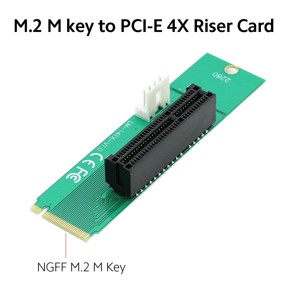 NGFF M.2 M Key to PCI-E 4X Riser Card 2260 2280 SSD Port PCIE Mining Converter Adapter with 4 Pin Power Cable | Компьютеры и офис