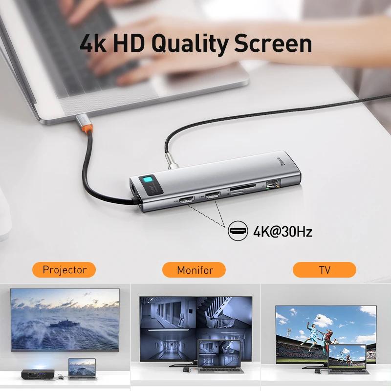 Baseus USB C HUB to HDMI-compatible VGA USB 3.0 Adapter 9/11 in 1 USB Type C HUB Dock for MacBook Pro Air PD RJ45 SD Card Reader 1ef722433d607dd9d2b8b7: Asia