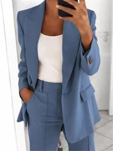 

Simple Office Blazer Women Solid Color Single Button Casual Commute Blazer Suit with Button Pocket Lady All Match Formal Clothes