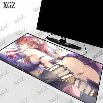 

XGZ Japan Anime Sexy Girl Breast Large Gaming Mouse Pad Lock Edge Mat Laptop Computer Keyboard Desk for Dota CSGO