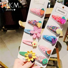 17KM 5 шт./компл. Модная одежда для детей, Детская мода с рисунком фруктов для девочек Заколки для волос и шпильки Заколки для волос INS Sweet Цвет заколки для волос для Для женщин аксессуары для волос