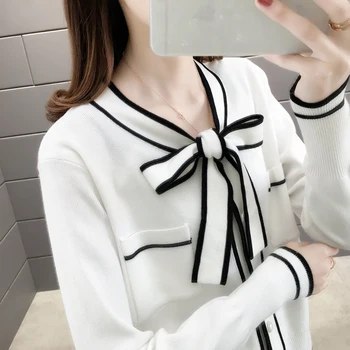 

Room 156654, row 7, No.3 lower] real photo of new ice hemp bow tie knitted cardigan 47