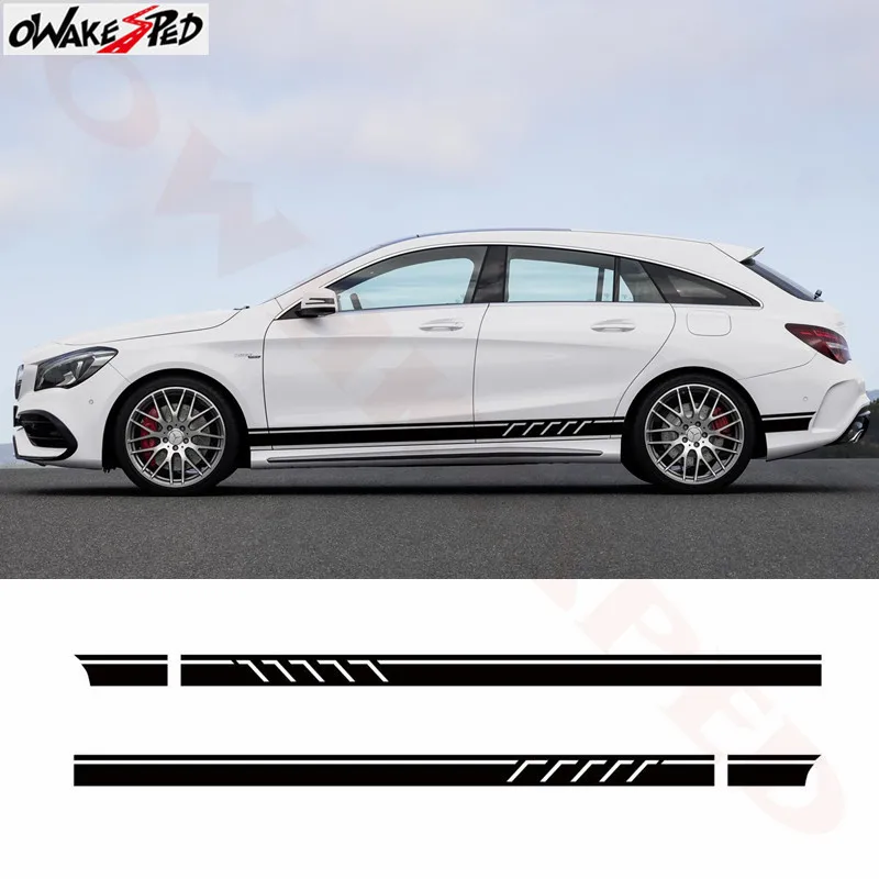 Наклейка на дверь автомобиля с боковыми полосками наклейка юбку для Mercedes Benz AMG CLA45