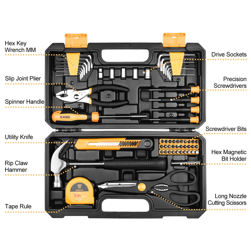 DEKO 62 Pcs Professional Car Repair Tool Set Auto Ratchet Spanner Screwdriver Socket Mechanics Tools Kit W/ Blow-Molding Box DEKO 62 Pcs Professional Car Repair Tool Set Auto Ratchet Spanner Screwdriver Socket Mechanics Tools Kit W/ Blow-Molding Box
