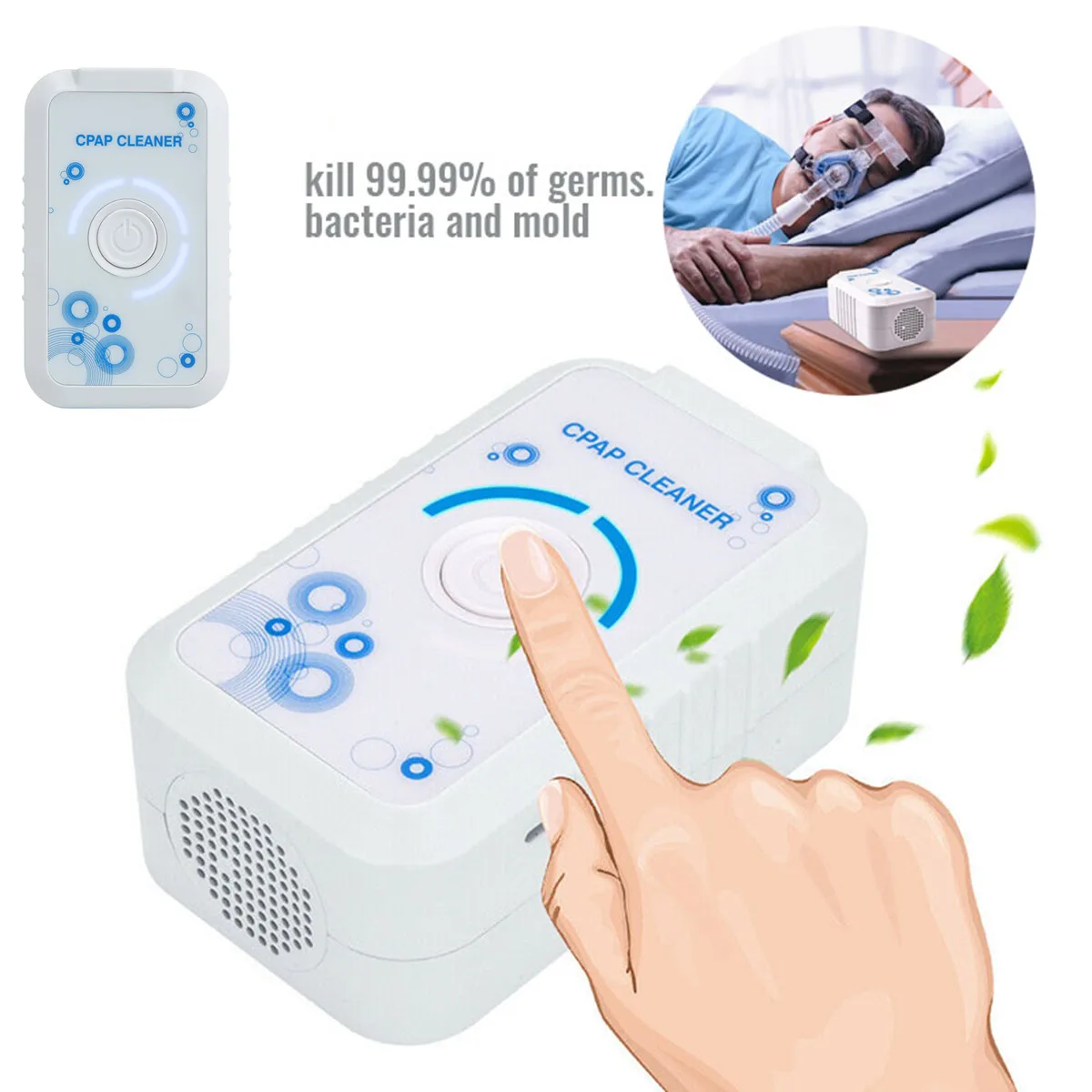 

2200mAh CPAP Auto Sanitizer Sterilizer Cleaner Respirator Disinfector Sleep Apnea Anti Snoring Air Purifier Disinfection