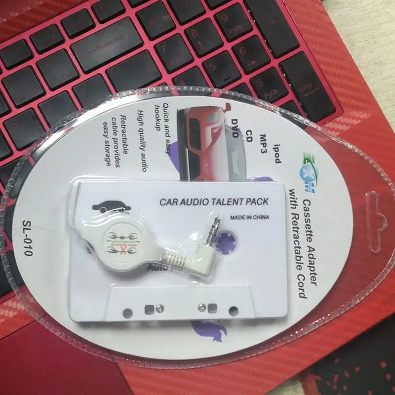Practical Cassette Adapter Audio Converter 3.5mm Jack Stereo Tape Adapter Car MP3 Digital Music Player With Stretchable Wire