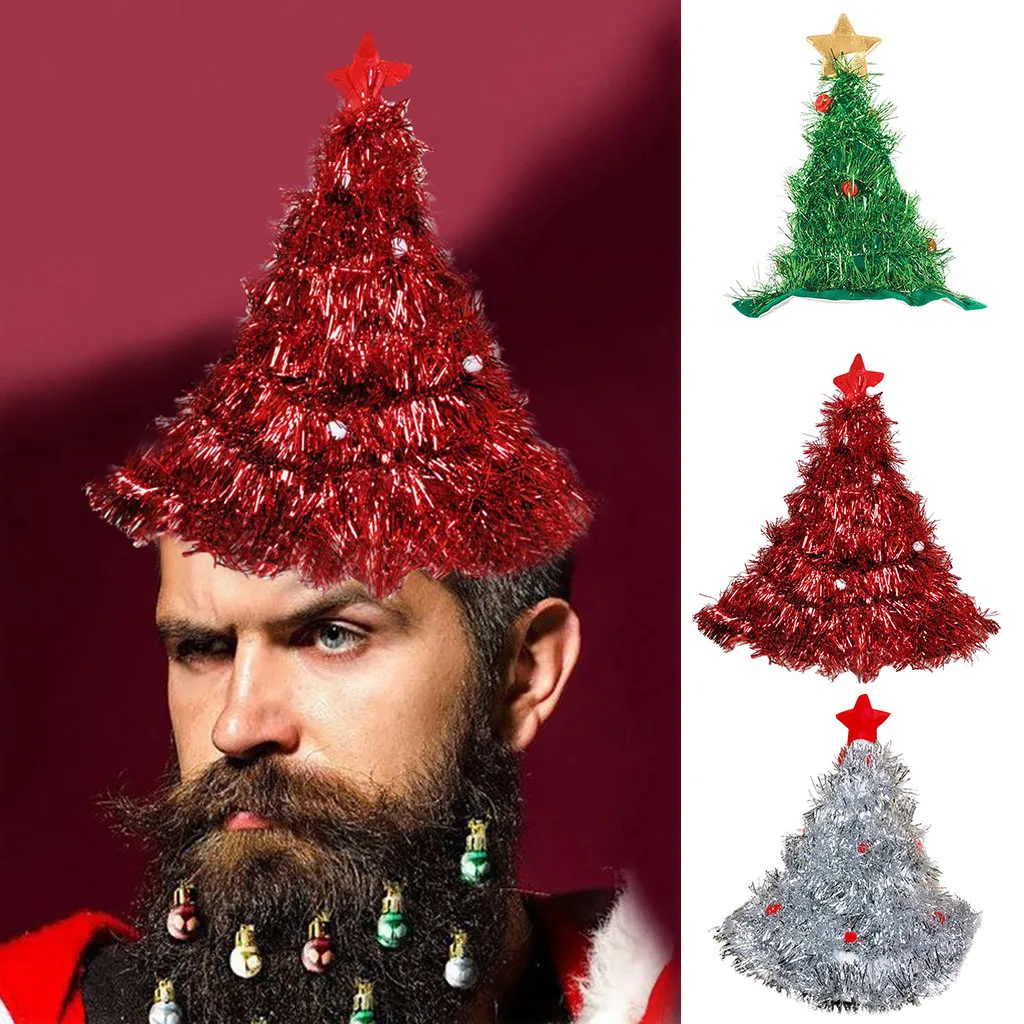 Tinsel Christmas Tree Hat On 1pc Headband Father Christmas Xmas Party Santa Fancy Dress Costume Hat Holiday decorations Headgear
