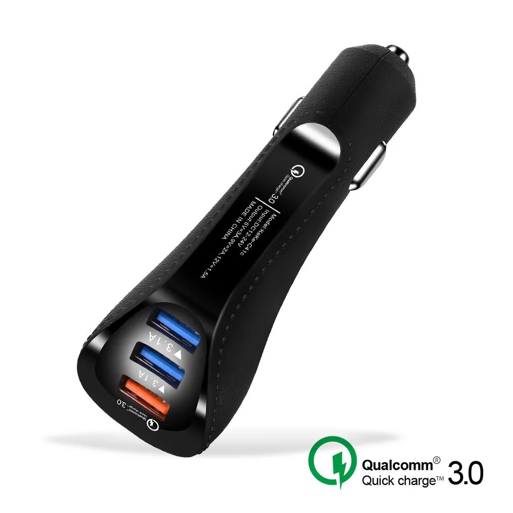 QC Quick Charge 3,0 двойное автомобильное зарядное устройство адаптер автомобиль телефон зарядное устройство для Xiaomi samsung iPhone X 8 7 4 5 6 быстрое зарядное устройство для телефона - Тип штекера: Black 3port