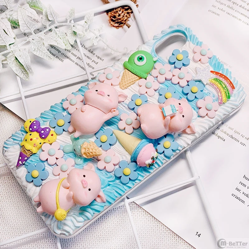 Чехол для iPhone 11 pro max DIY ip XR XS Max милый 3D чехол телефона pig ip7/8 plus кремовый ручной