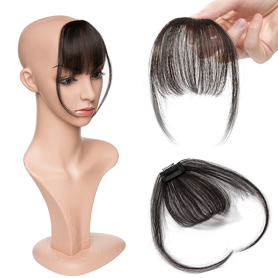 Air Bangs Wig Human Natural Black Brown Thin Invisible Fake Hairpiece Clip In Fringe Human Hair Extension for Women human hair bangs