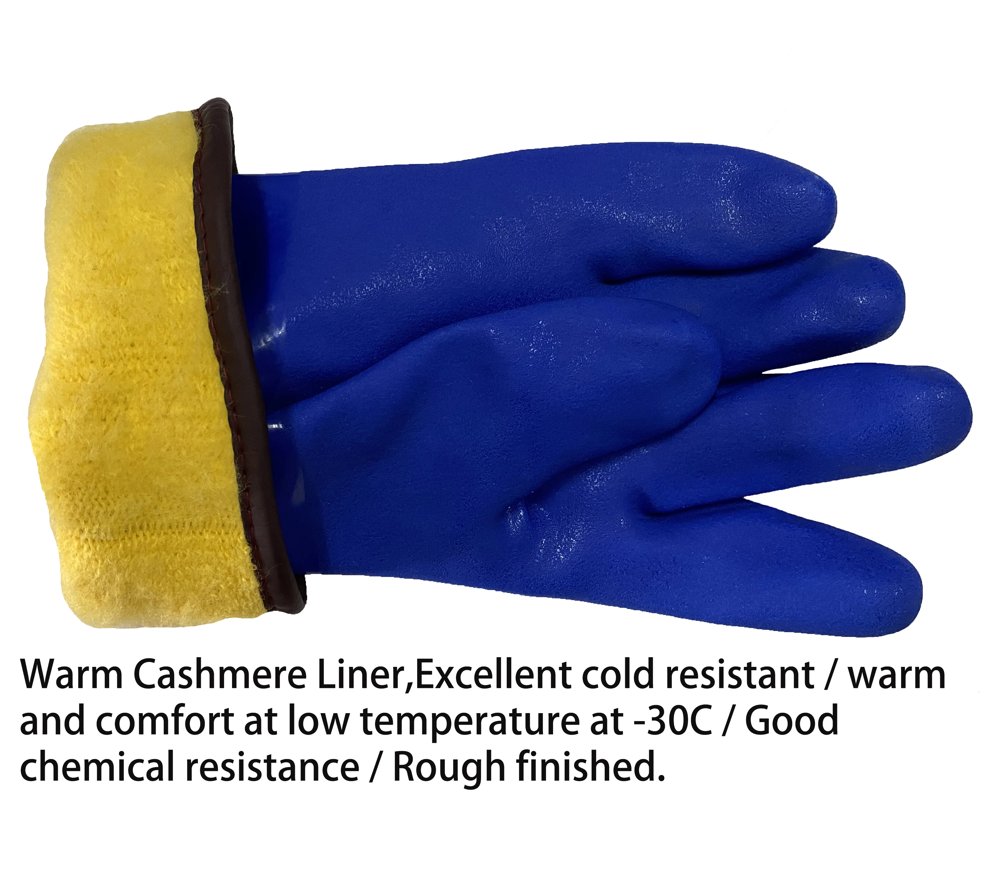 Warm Insulated Cashmere Chemical Proof Outdoor Oil Resistant Skiing Anti Cold Thermal PVC Safety Work Glove For Winter Fishing 3