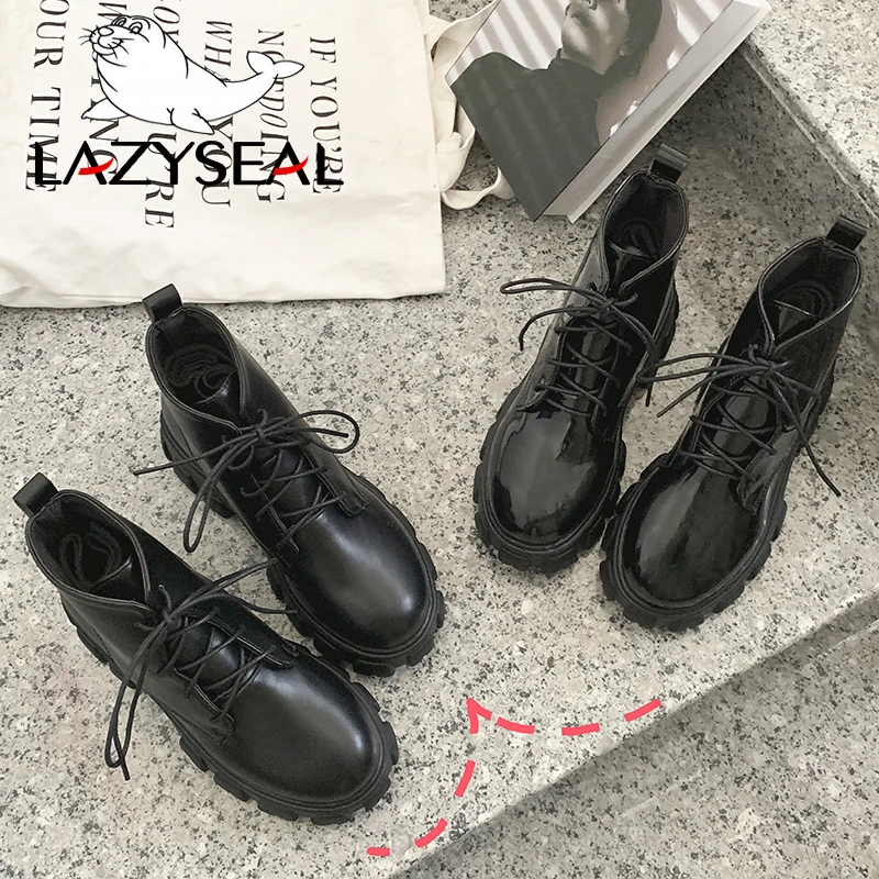 LazySea/зимние женские ботинки на платформе; коллекция года; водонепроницаемые ботинки на шнуровке с круглым носком; нескользящие короткие ботинки; Модные женские военные ботинки