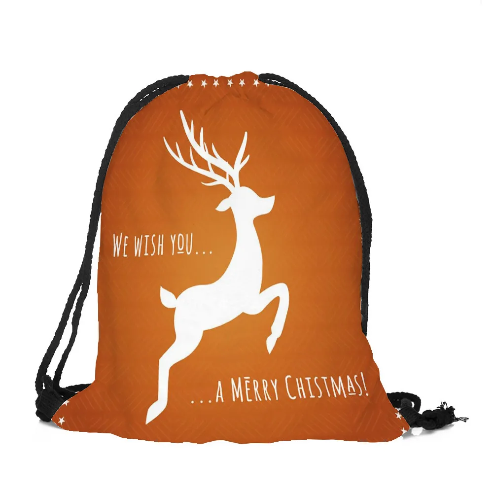 Счастливого Рождества Drawstring рюкзак для женщин и девочек конфетная сумка ранец рюкзак Комплект карман для хранения с Кулиской Сумка sacos de mujer; большие размеры