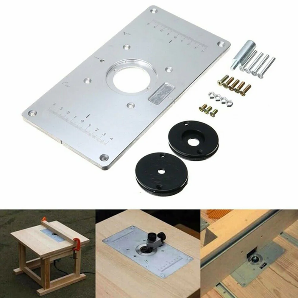 Woodworking Benches Aluminum Replacement Accessories Tool Rustproof Durable Router Table Plate Professional Insert With Rings