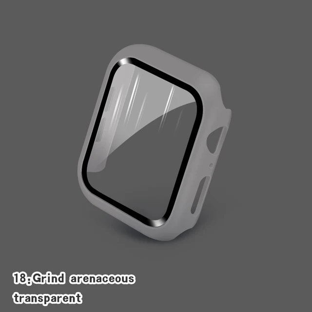 Glass+Cases For Apple Watch Series SE 654321 44mm 40mm Smart iWatch 42mm 38mm 360 Full Bumper Screen Protector+Cover Accessories Matte transparent