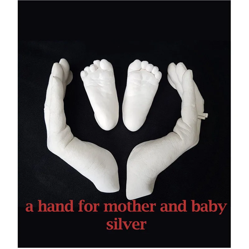 a hand 4 mom baby-Si Oklady 3D Ручная форма для печати ног для детского порошка штукатурка литья комплект отпечаток руки подарок на память детский памятник для роста - Цвет: a hand 4 mom baby-Si