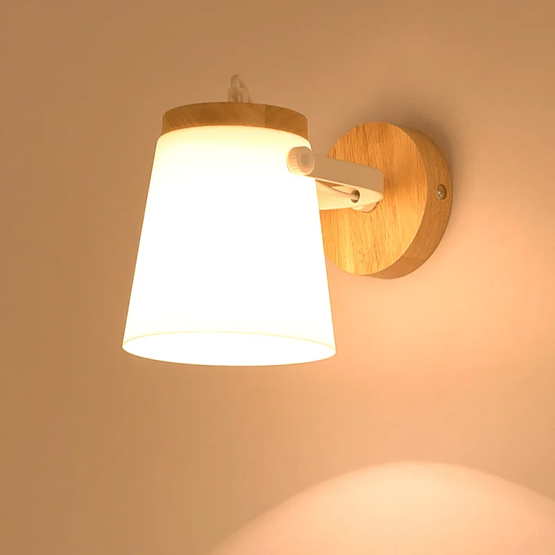 Скандинавский деревянный светодиодный настенный светильник для помещений, современный деревянный настенный светильник с переключателем, светильник, прикроватный коридор, домашний декор для отеля, светильник для комнаты, ing