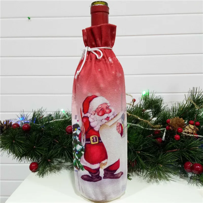 Санта-Клаус, снеговик для бутылки, крышка, Рождественская винная бутылка, Декор, набор, Рождественское украшение для дома, кухни, ужин, год, Рождество - Цвет: 27x13cm Santa Claus