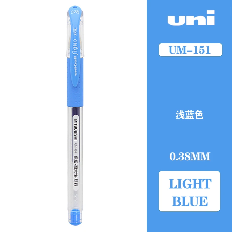 12 шт./партия Mitsubishi Uni Um-151 шариковая ручка Signo гелевая ручка 0,38 мм гелевые ручки 20 цветов выбор принадлежности для письма - Цвет: Light Blue