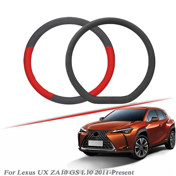 

Car Steering Wheel Cover Black Red Drilled Suede Breathable Leather Universal Fit for Lexus UX ZA10 GS L10 2011-2020