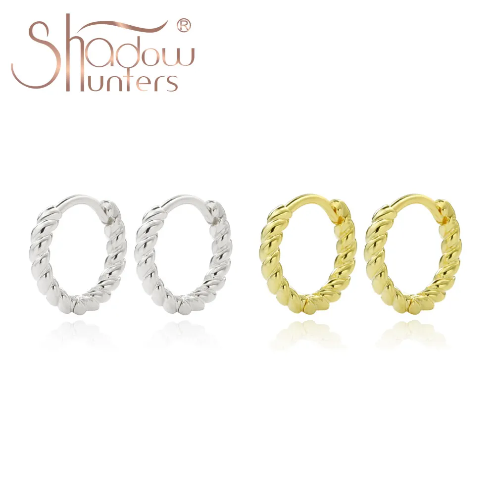 

SHADOWHUNTERS Authentic 925 Sterling Silver Circle Huggies Hoop Earrings For Lady Classic Twisted Earrings 925 Silver Jewellery