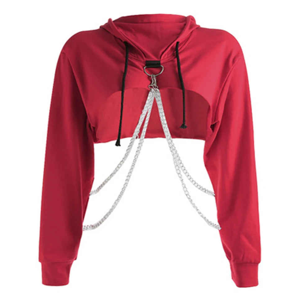 cut off crop hoodie