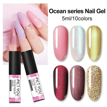 

PICT YOU 5ml Ocean Series UV Gel Bling Sequins Cat Eye Semi Permanent Soak Off Nail UV Gel Polish With Top Base Coat