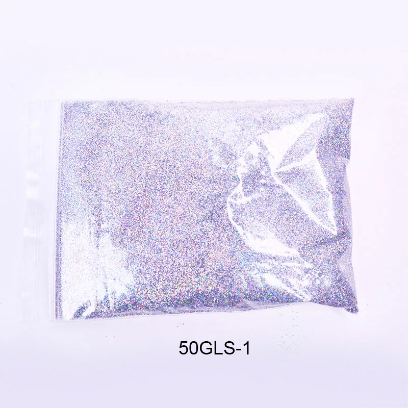 50G LS-1 50 г/пакет тонкий голографический блестящий для ногтей порошок лазерный серебряный лак для ногтей Шестигранная форма лак для маникюра художественное оформление ногтей 0,2 мм - Цвет: 50G LS-1