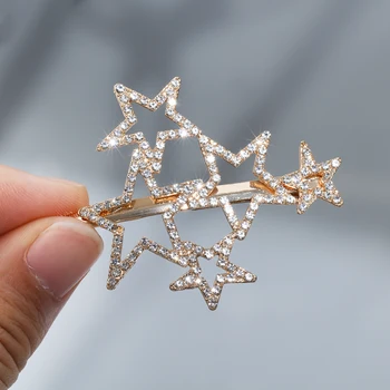 

Fashion Bling Shiny Women Korea Crystal Rhinestone Star Snow Metal Hair Clips Barrette Hairpin Bobby Pin Jewelry HairAccessorie