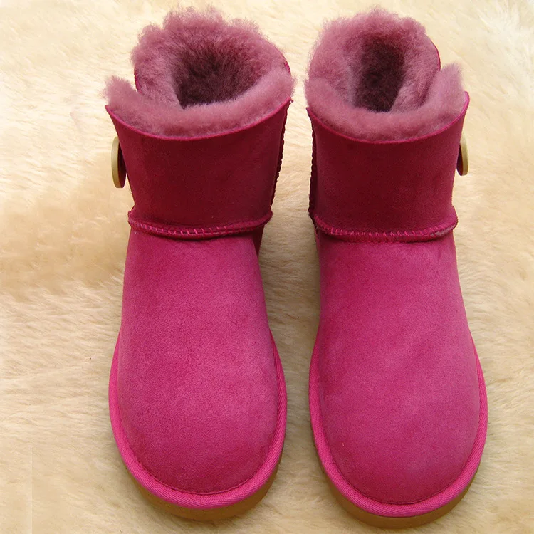 Обувь для родителей и ребенка ботинки на меху из овечьей кожи для мамы и ребенка зимние ботинки с твердой подошвой Детская зимняя обувь водонепроницаемые Нескользящие теплые ботинки