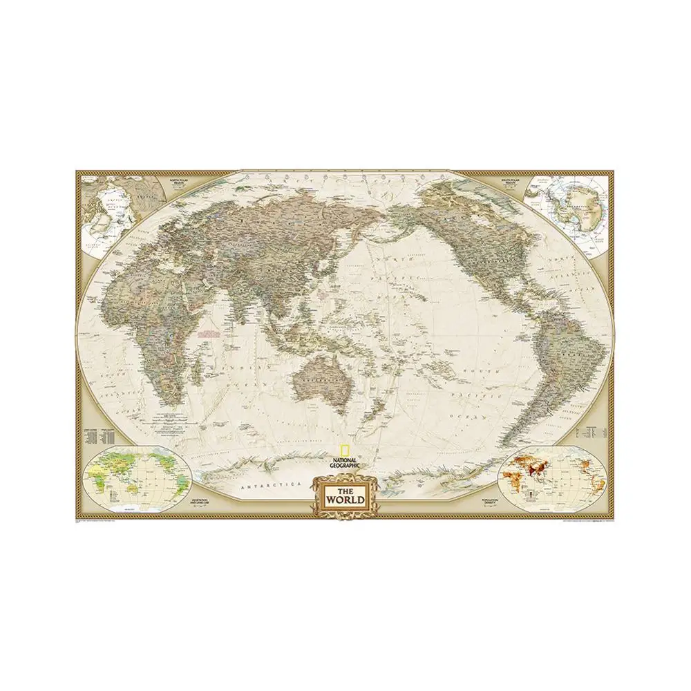 

The World Physical Map 150x100cm Foldable Waterproof Non-woven Map For Education And Culture