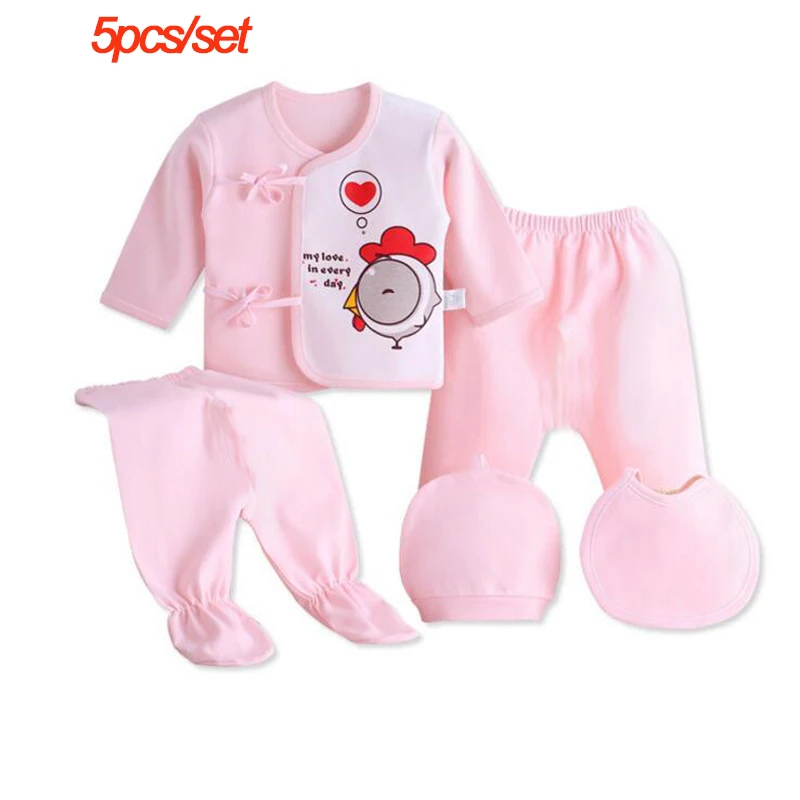 CW6001E-5pcs-set Одежда для новорожденных комплект одежды для малышей 18 шт./компл., одежда с длинными рукавами, рубашка и штаны шапка с изображением животных из мультфильма для детей от 0 до 3 месяцев, YKQ022 - Цвет: CW6001E-5pcs-set