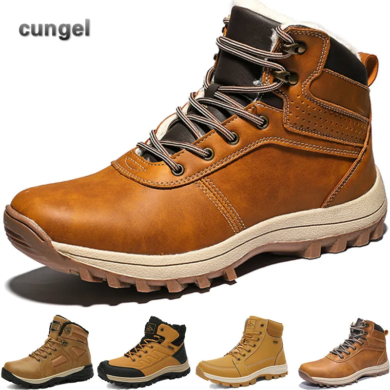 CUNGEL/походная обувь; мужские зимние ботинки; короткая плюшевая Уличная Повседневная обувь; большие размеры 39-47; тактические военные ботинки; зимние мужские кроссовки