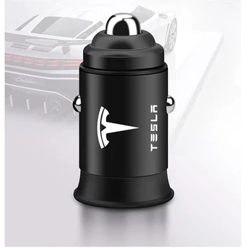 

3.1A Display Dual USB Car Charger Universal Mobile Phone Aluminum Car-Charger for Tesla Model 3 Model X Model Y Cybertruck