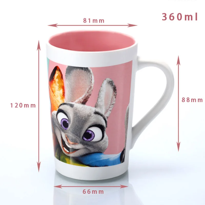 disney Zootopia 360 мл керамическая чашка Мультфильм ник Джуди кофейная кружка модная кружка для молока, для офиса питьевые чашки Рождественский подарок