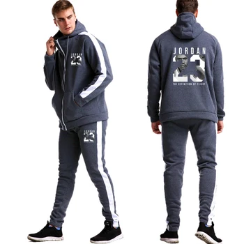

New fashion Hoodie set, men's winter Plush warm sweatshirt, men's sportswear, tight pants, pocket hat, sweatshirt, sports pants